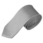 Load image into Gallery viewer, TheDapperTie Men&#39;s Solid Color Skinny 2 Inch Wide And 57 Inch Long Neck Ties Neck Tie TheDapperTie Silver  
