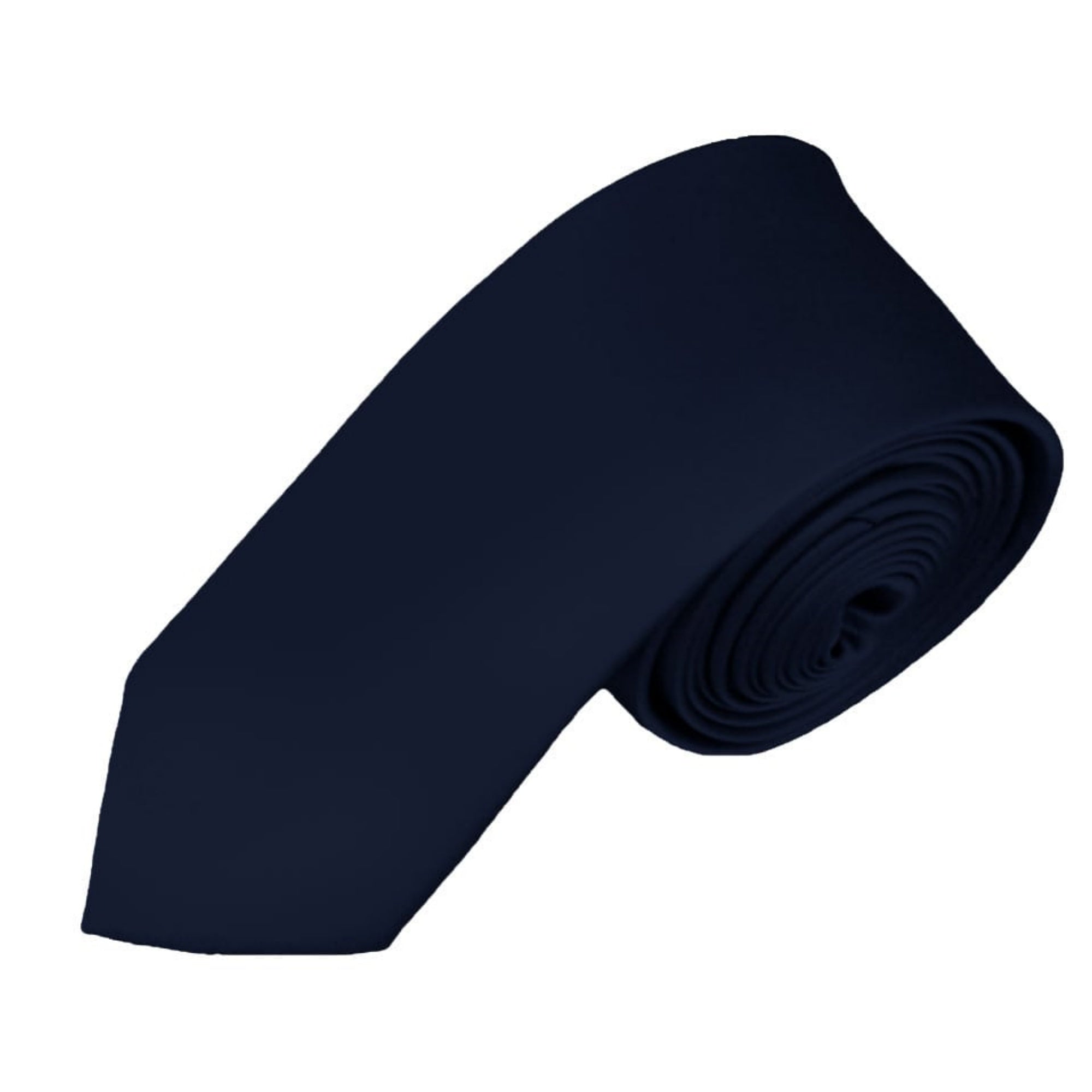 TheDapperTie Men's Solid Color Skinny 2 Inch Wide And 57 Inch Long Neck Ties Neck Tie TheDapperTie Navy Blue  