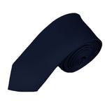 Load image into Gallery viewer, TheDapperTie Men&#39;s Solid Color Skinny 2 Inch Wide And 57 Inch Long Neck Ties Neck Tie TheDapperTie Navy Blue  
