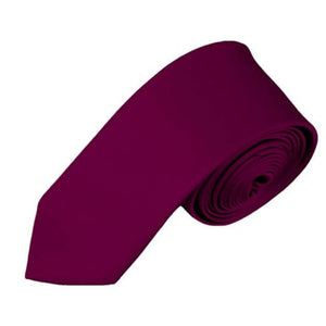 TheDapperTie Men's Solid Color Skinny 2 Inch Wide And 57 Inch Long Neck Ties Neck Tie TheDapperTie Raspberry  