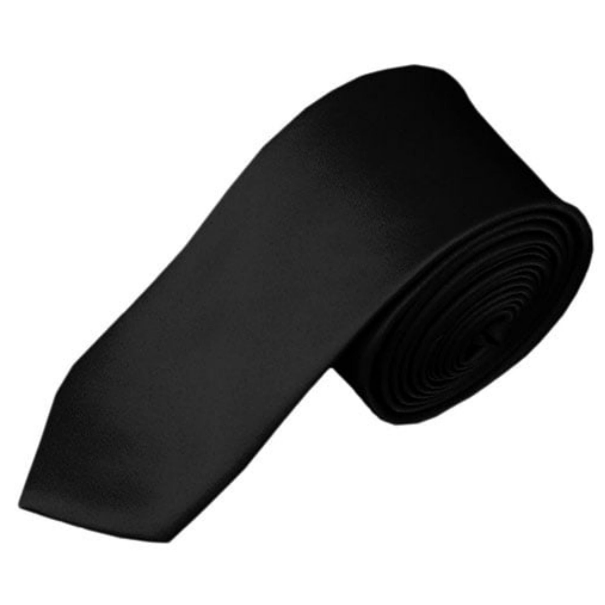 TheDapperTie Men's Solid Color Skinny 2 Inch Wide And 57 Inch Long Neck Ties Neck Tie TheDapperTie Black  