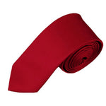 Load image into Gallery viewer, TheDapperTie Men&#39;s Solid Color Skinny 2 Inch Wide And 57 Inch Long Neck Ties Neck Tie TheDapperTie Crimson  
