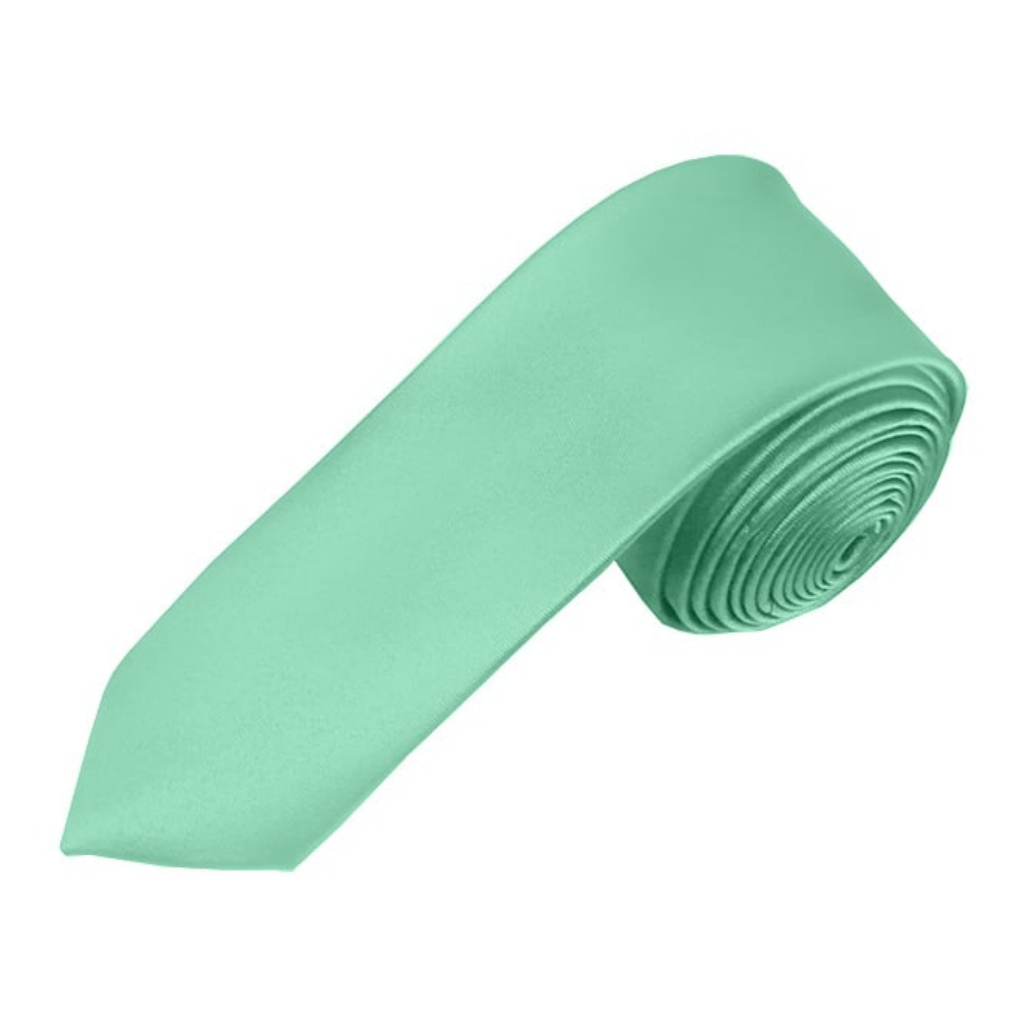 TheDapperTie Men's Solid Color Skinny 2 Inch Wide And 57 Inch Long Neck Ties Neck Tie TheDapperTie Aqua Green  