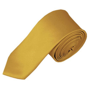TheDapperTie Men's Solid Color Skinny 2 Inch Wide And 57 Inch Long Neck Ties Neck Tie TheDapperTie Honey Gold  