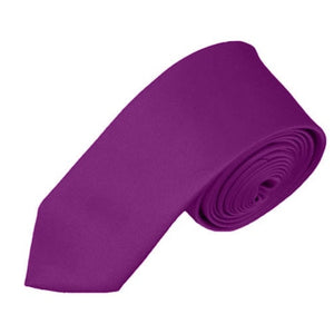 TheDapperTie Men's Solid Color Skinny 2 Inch Wide And 57 Inch Long Neck Ties Neck Tie TheDapperTie Plum Violet  