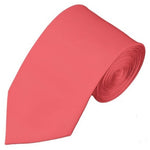 Load image into Gallery viewer, TheDapperTie Men&#39;s Solid Color Slim 2.75 Inch Wide And 58 Inch Long Neckties Neck Tie TheDapperTie Coral Rose  
