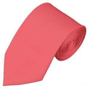 TheDapperTie Men's Solid Color Slim 2.75 Inch Wide And 58 Inch Long Neckties Neck Tie TheDapperTie Coral Rose  