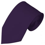 Load image into Gallery viewer, TheDapperTie Men&#39;s Solid Color Slim 2.75 Inch Wide And 58 Inch Long Neckties Neck Tie TheDapperTie Eggplant  
