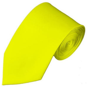 TheDapperTie Men's Solid Color Slim 2.75 Inch Wide And 58 Inch Long Neckties Neck Tie TheDapperTie Lemon Yellow  