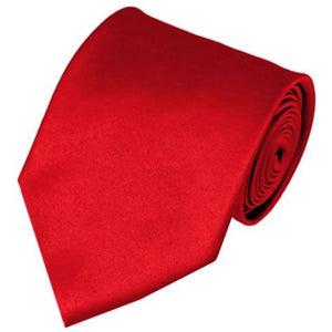 TheDapperTie Solid Color 3.5 Inch Wide And 62 Inch Extra Long Necktie For Big & Tall Men Neck Tie TheDapperTie Red  