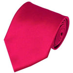 Load image into Gallery viewer, TheDapperTie Solid Color 3.5 Inch Wide And 62 Inch Extra Long Necktie For Big &amp; Tall Men Neck Tie TheDapperTie Fuchsia  
