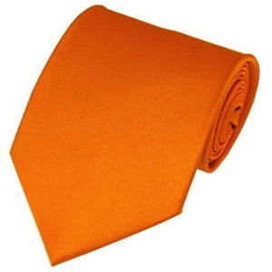 TheDapperTie Solid Color 3.5 Inch Wide And 62 Inch Extra Long Necktie For Big & Tall Men Neck Tie TheDapperTie Orange  