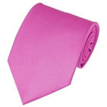 Load image into Gallery viewer, TheDapperTie Solid Color 3.5 Inch Wide And 62 Inch Extra Long Necktie For Big &amp; Tall Men Neck Tie TheDapperTie Hot Pink  
