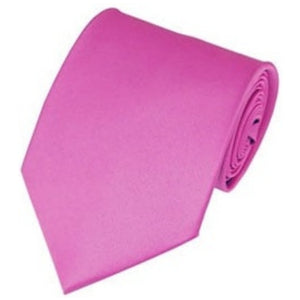 TheDapperTie Solid Color 3.5 Inch Wide And 62 Inch Extra Long Necktie For Big & Tall Men Neck Tie TheDapperTie Hot Pink  