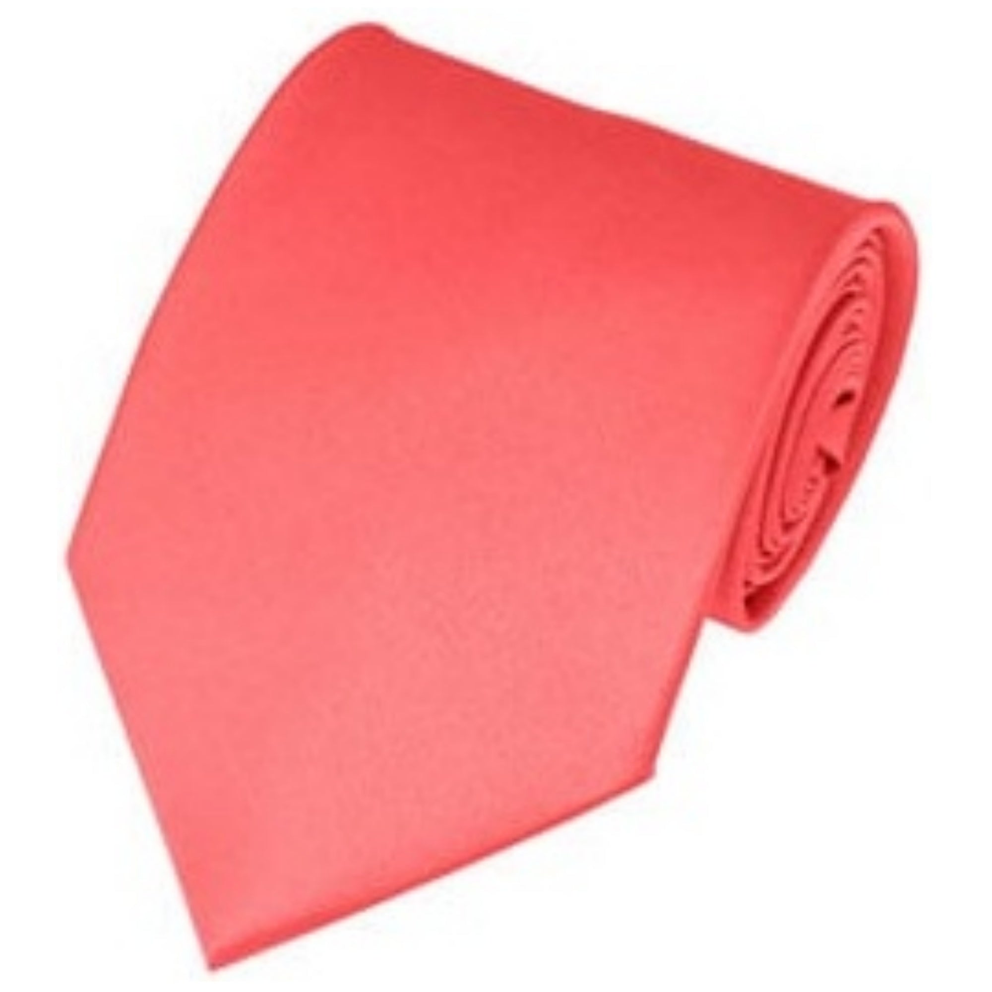 TheDapperTie Solid Color 3.5 Inch Wide And 62 Inch Extra Long Necktie For Big & Tall Men Neck Tie TheDapperTie Coral Rose  
