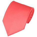 Load image into Gallery viewer, TheDapperTie Solid Color 3.5 Inch Wide And 62 Inch Extra Long Necktie For Big &amp; Tall Men Neck Tie TheDapperTie Coral Rose  
