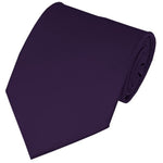Load image into Gallery viewer, TheDapperTie Solid Color 3.5 Inch Wide And 62 Inch Extra Long Necktie For Big &amp; Tall Men Neck Tie TheDapperTie Egg Plant  
