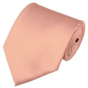 TheDapperTie Solid Color 3.5 Inch Wide And 62 Inch Extra Long Necktie For Big & Tall Men Neck Tie TheDapperTie Light Salmon  