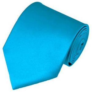 TheDapperTie Solid Color 3.5 Inch Wide And 62 Inch Extra Long Necktie For Big & Tall Men Neck Tie TheDapperTie Turquoise  