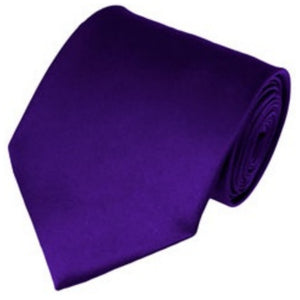 TheDapperTie Solid Color 3.5 Inch Wide And 62 Inch Extra Long Necktie For Big & Tall Men Neck Tie TheDapperTie Deep Purple  