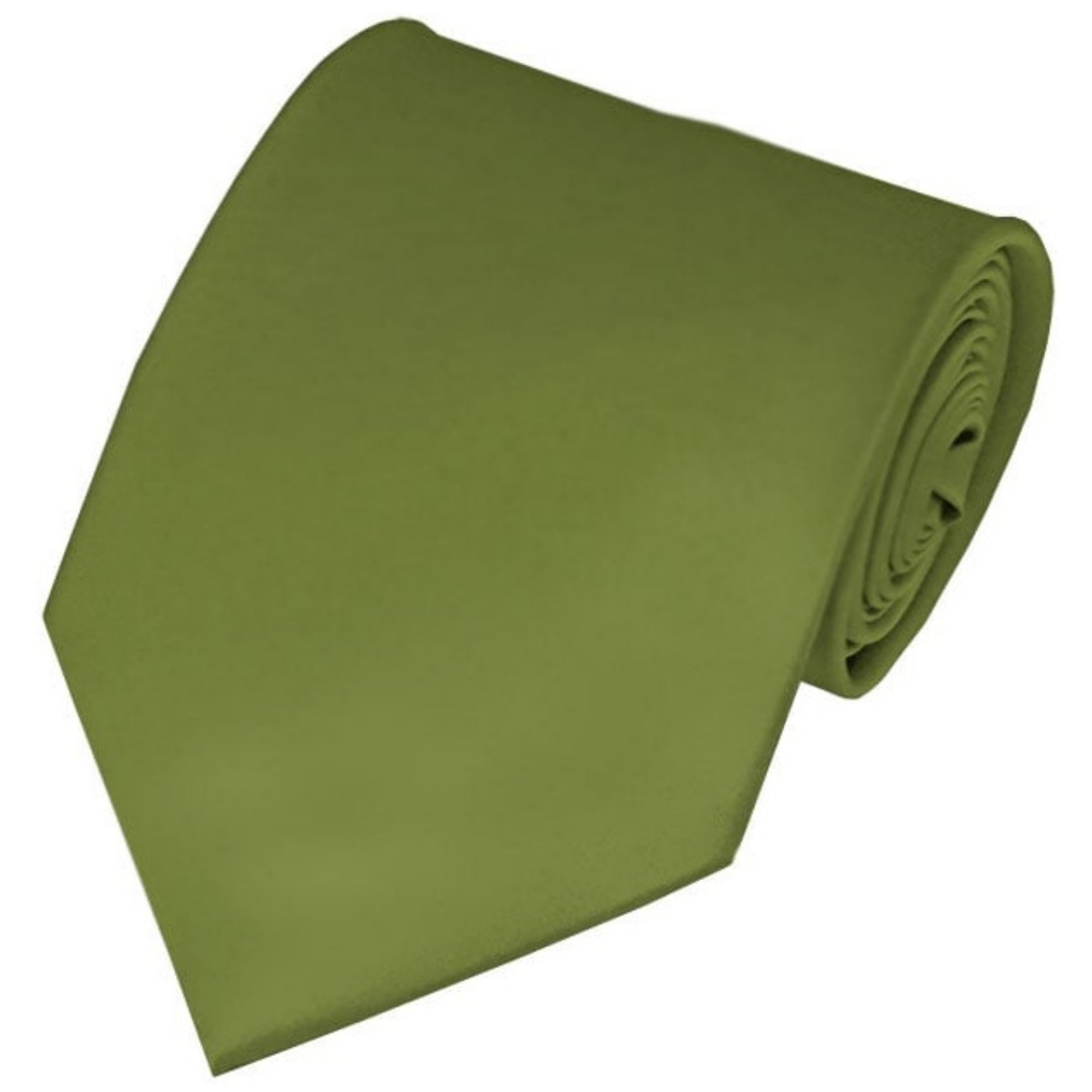 TheDapperTie Solid Color 3.5 Inch Wide And 62 Inch Extra Long Necktie For Big & Tall Men Neck Tie TheDapperTie Olive Green  