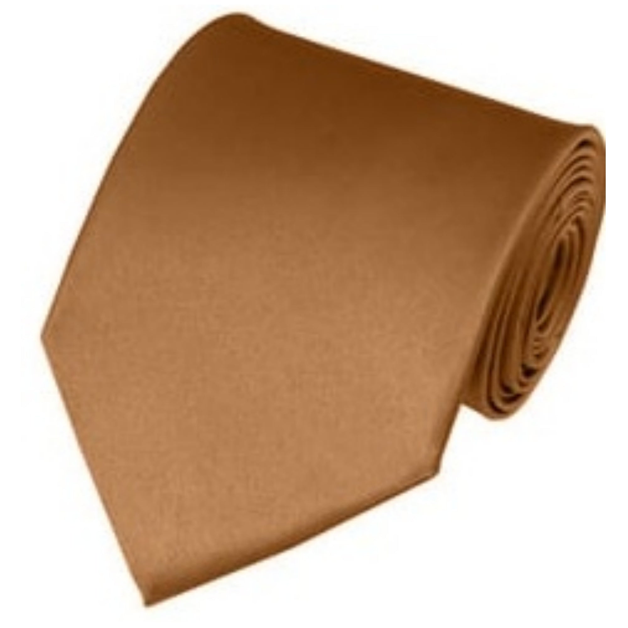TheDapperTie Solid Color 3.5 Inch Wide And 62 Inch Extra Long Necktie For Big & Tall Men Neck Tie TheDapperTie Copper  