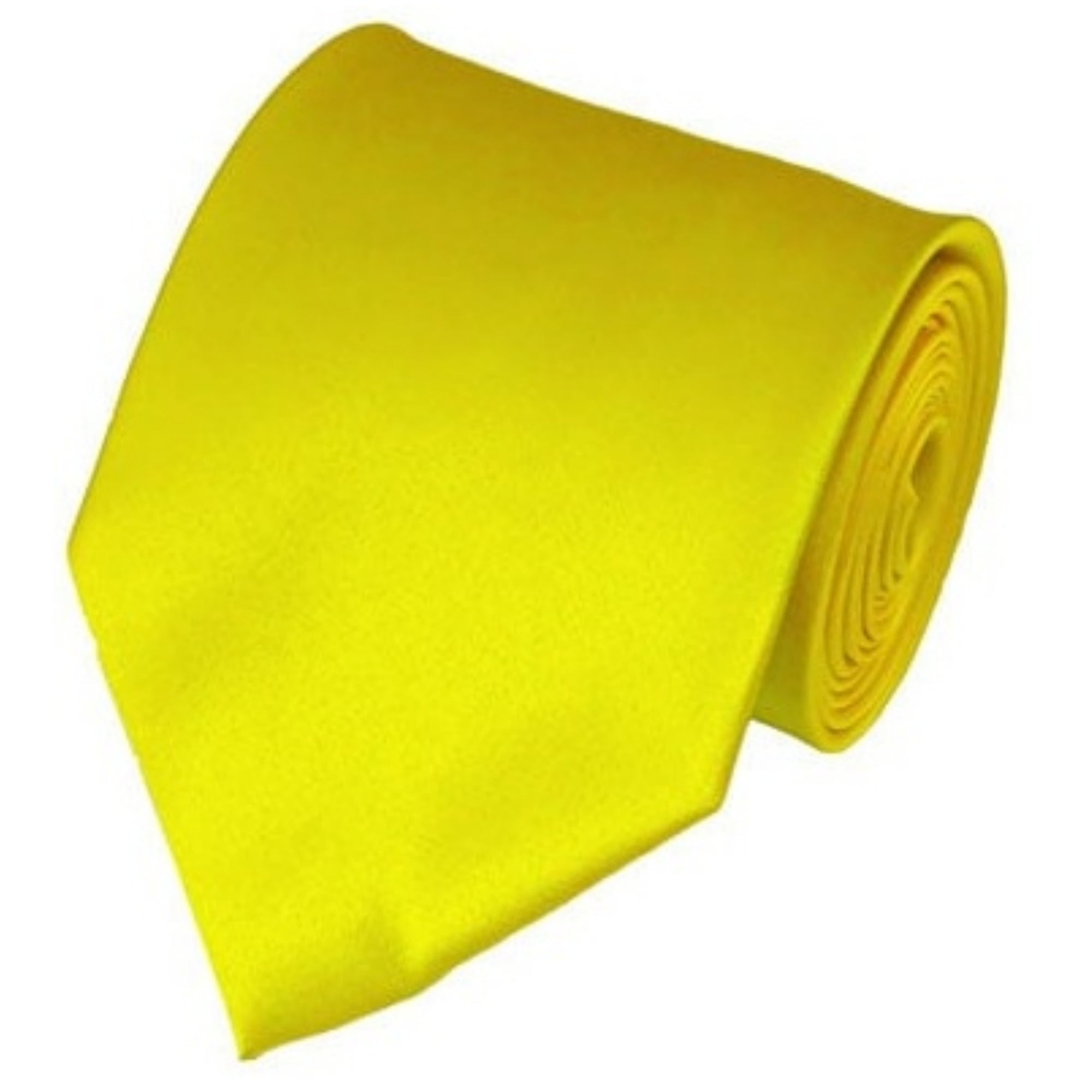 TheDapperTie Solid Color 3.5 Inch Wide And 62 Inch Extra Long Necktie For Big & Tall Men Neck Tie TheDapperTie Lemon Yellow  