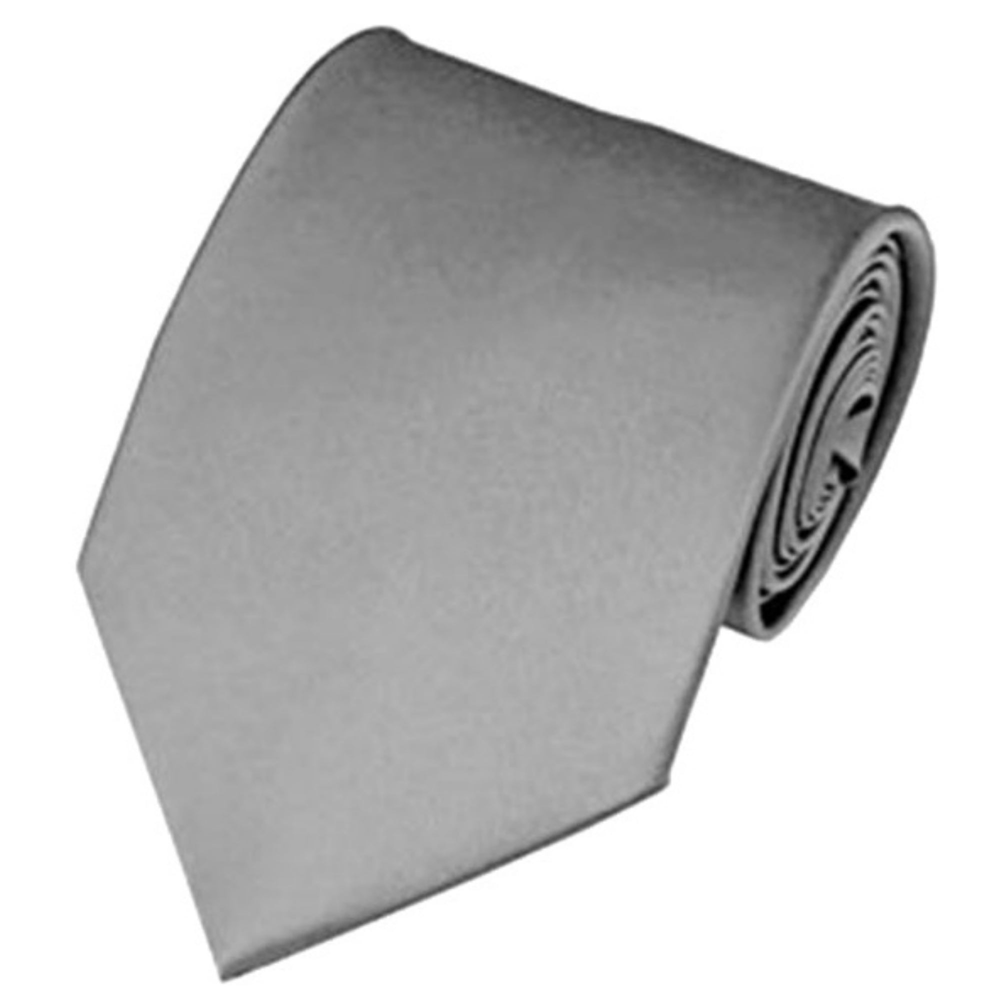 TheDapperTie Solid Color 3.5 Inch Wide And 62 Inch Extra Long Necktie For Big & Tall Men Neck Tie TheDapperTie Silver  