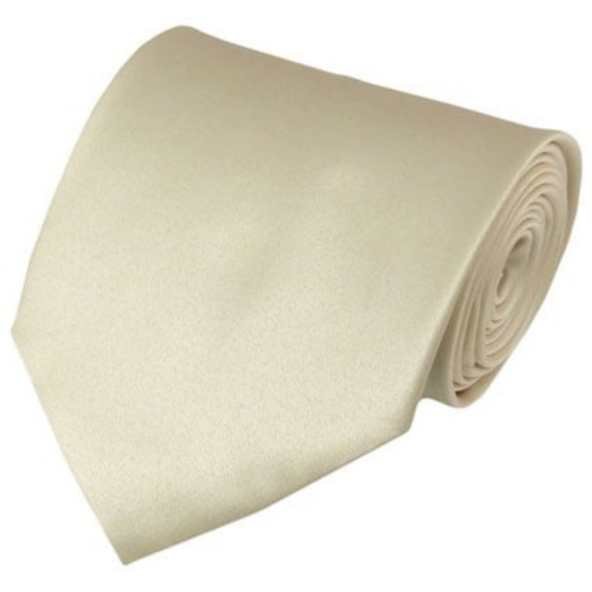 TheDapperTie Solid Color 3.5 Inch Wide And 62 Inch Extra Long Necktie For Big & Tall Men Neck Tie TheDapperTie Ivory  