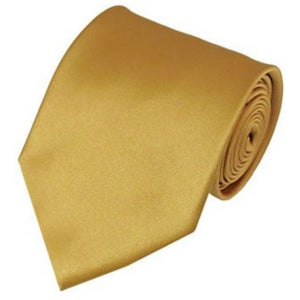 TheDapperTie Solid Color 3.5 Inch Wide And 62 Inch Extra Long Necktie For Big & Tall Men Neck Tie TheDapperTie Honey Gold  