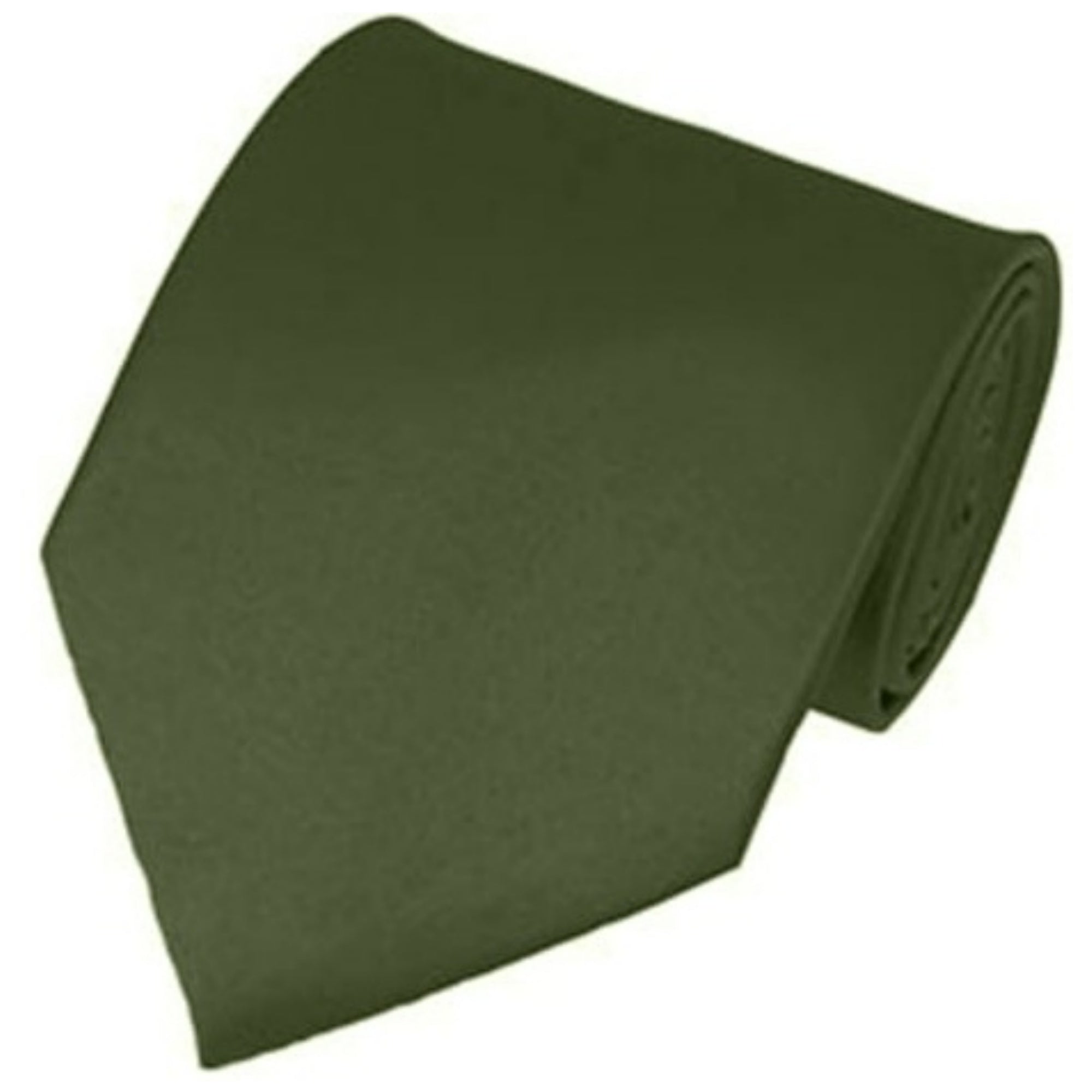 TheDapperTie Solid Color 3.5 Inch Wide And 62 Inch Extra Long Necktie For Big & Tall Men Neck Tie TheDapperTie Dark Olive  