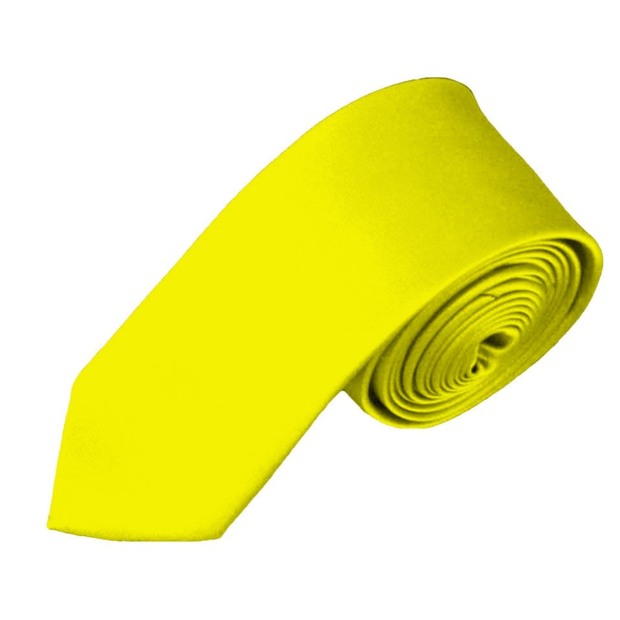TheDapperTie Boy's Solid Color 2.75 Inch Wide And 48 Inch Long Neckties Neck Tie TheDapperTie Lemon Yellow  