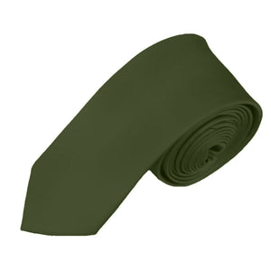 TheDapperTie Boy's Solid Color 2.75 Inch Wide And 48 Inch Long Neckties Neck Tie TheDapperTie Dark Olive  