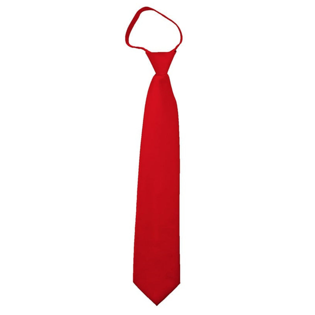 TheDapperTie Men's Solid Color Zipper Neckties 17 Inch Or 20 Inch Dapper Neckwear TheDapperTie Red 3 Inch W x 17 Inch L 