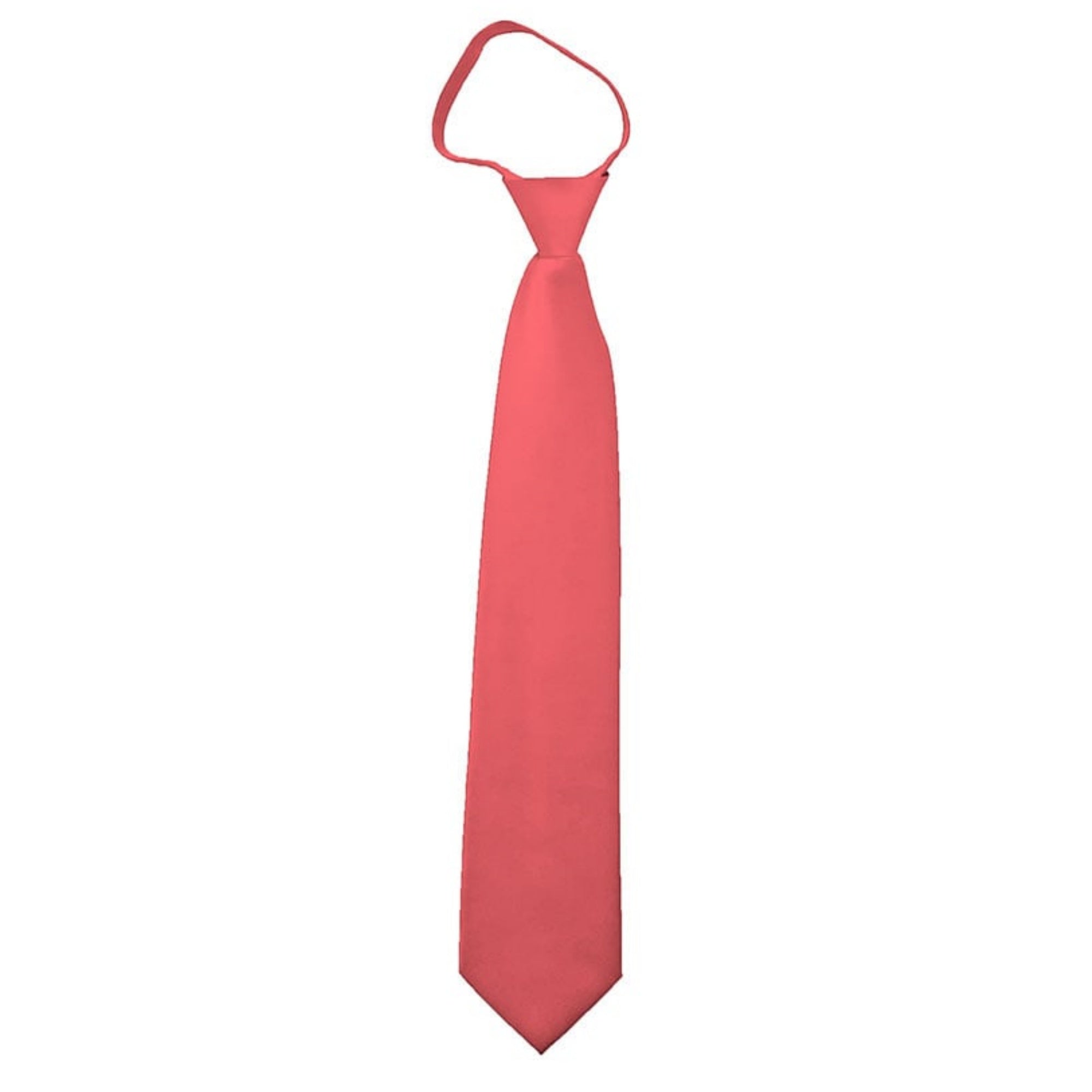 TheDapperTie Men's Solid Color Zipper Neckties 17 Inch Or 20 Inch Dapper Neckwear TheDapperTie Coral Rose 3 Inch W x 17 Inch L 