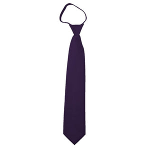 TheDapperTie Men's Solid Color Zipper Neckties 17 Inch Or 20 Inch Dapper Neckwear TheDapperTie Eggplant 3 Inch W x 17 Inch L 