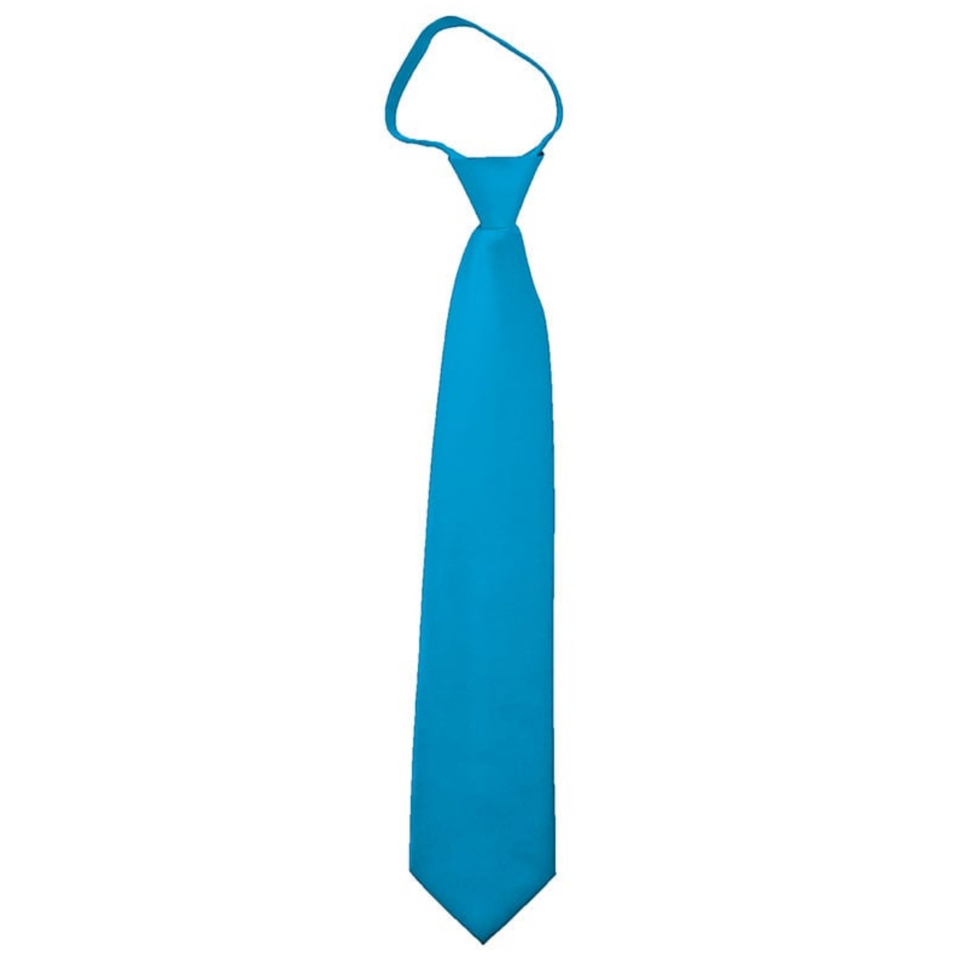 TheDapperTie Men's Solid Color Zipper Neckties 17 Inch Or 20 Inch Dapper Neckwear TheDapperTie Turquoise Blue 3 Inch W x 17 Inch L 