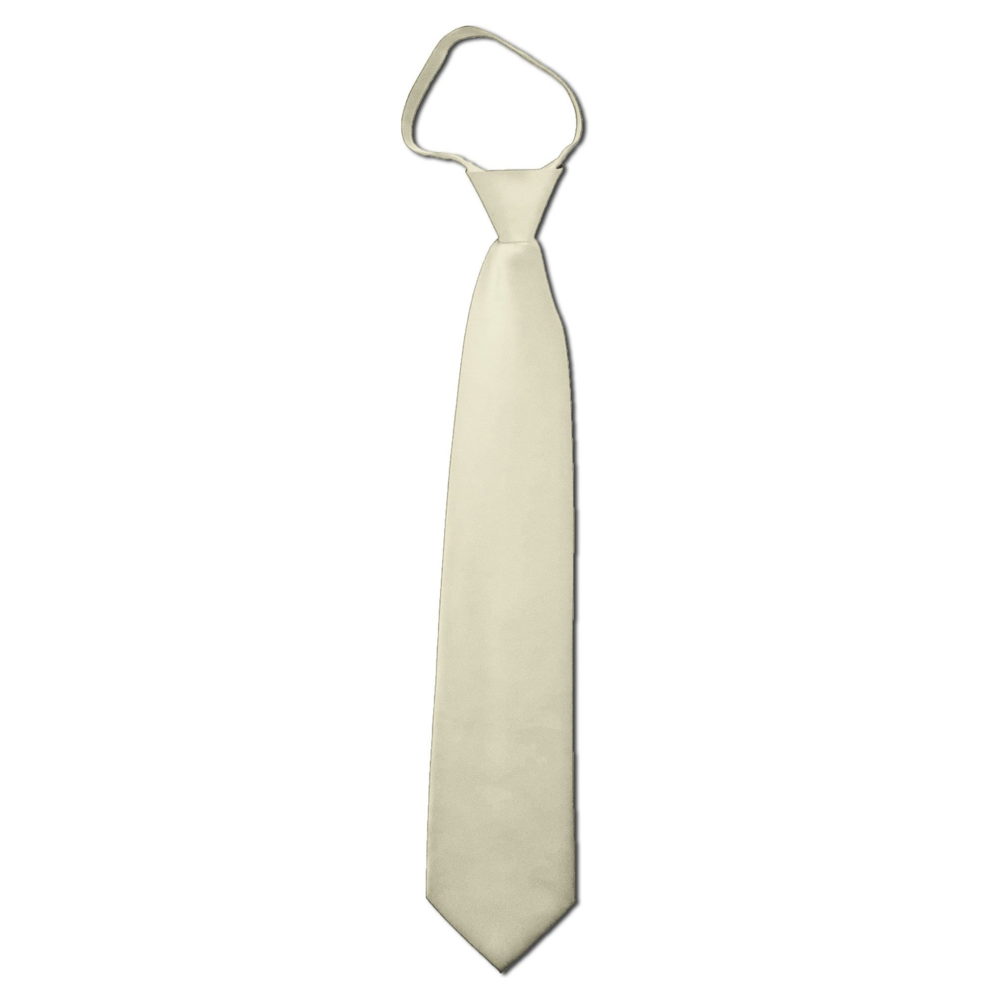 TheDapperTie Men's Solid Color Zipper Neckties 17 Inch Or 20 Inch Dapper Neckwear TheDapperTie Cream 3 Inch W x 17 Inch L 