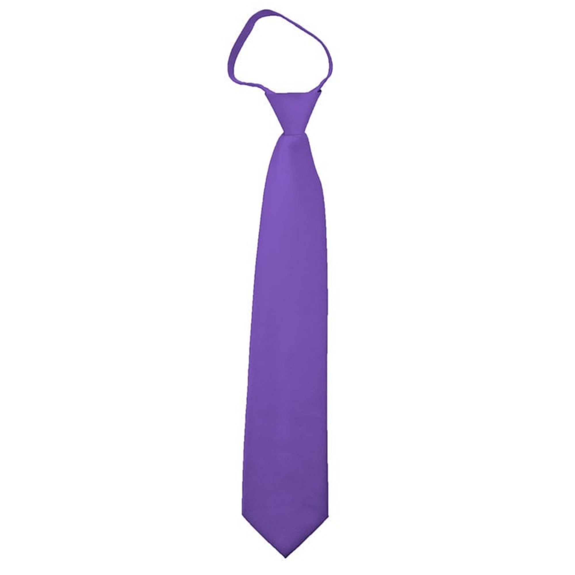 TheDapperTie Men's Solid Color Zipper Neckties 17 Inch Or 20 Inch Dapper Neckwear TheDapperTie Purple 3 Inch W x 17 Inch L 