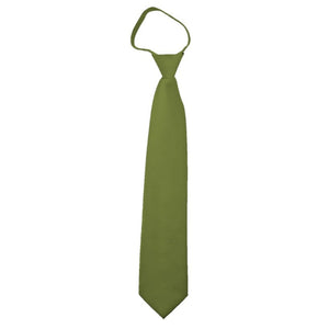 TheDapperTie Men's Solid Color Zipper Neckties 17 Inch Or 20 Inch Dapper Neckwear TheDapperTie Olive 3 Inch W x 17 Inch L 