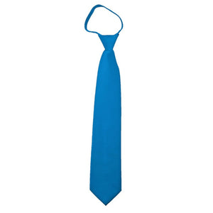 TheDapperTie Men's Solid Color Zipper Neckties 17 Inch Or 20 Inch Dapper Neckwear TheDapperTie Peacock Blue 3 Inch W x 17 Inch L 