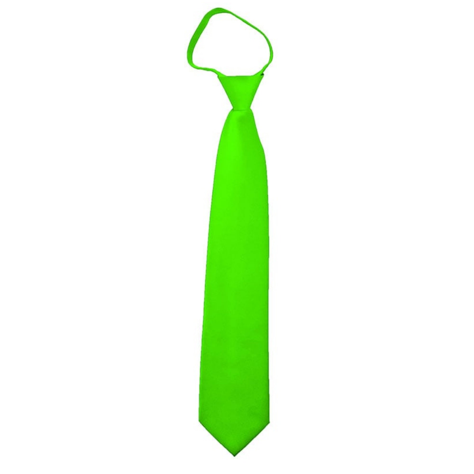 TheDapperTie Men's Solid Color Zipper Neckties 17 Inch Or 20 Inch Dapper Neckwear TheDapperTie Lime Green 3 Inch W x 17 Inch L 