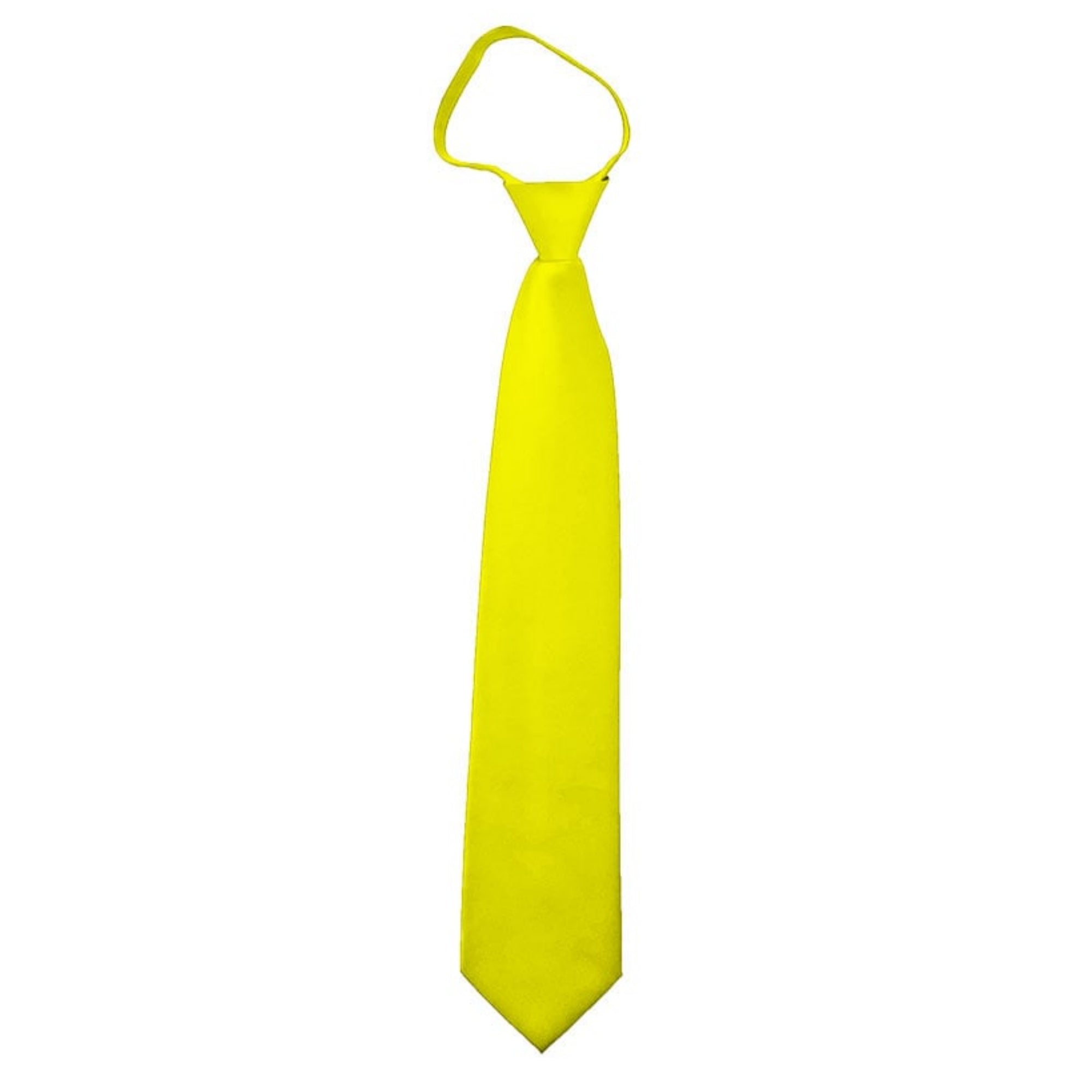 TheDapperTie Men's Solid Color Zipper Neckties 17 Inch Or 20 Inch Dapper Neckwear TheDapperTie Lemon Yellow 3 Inch W x 17 Inch L 