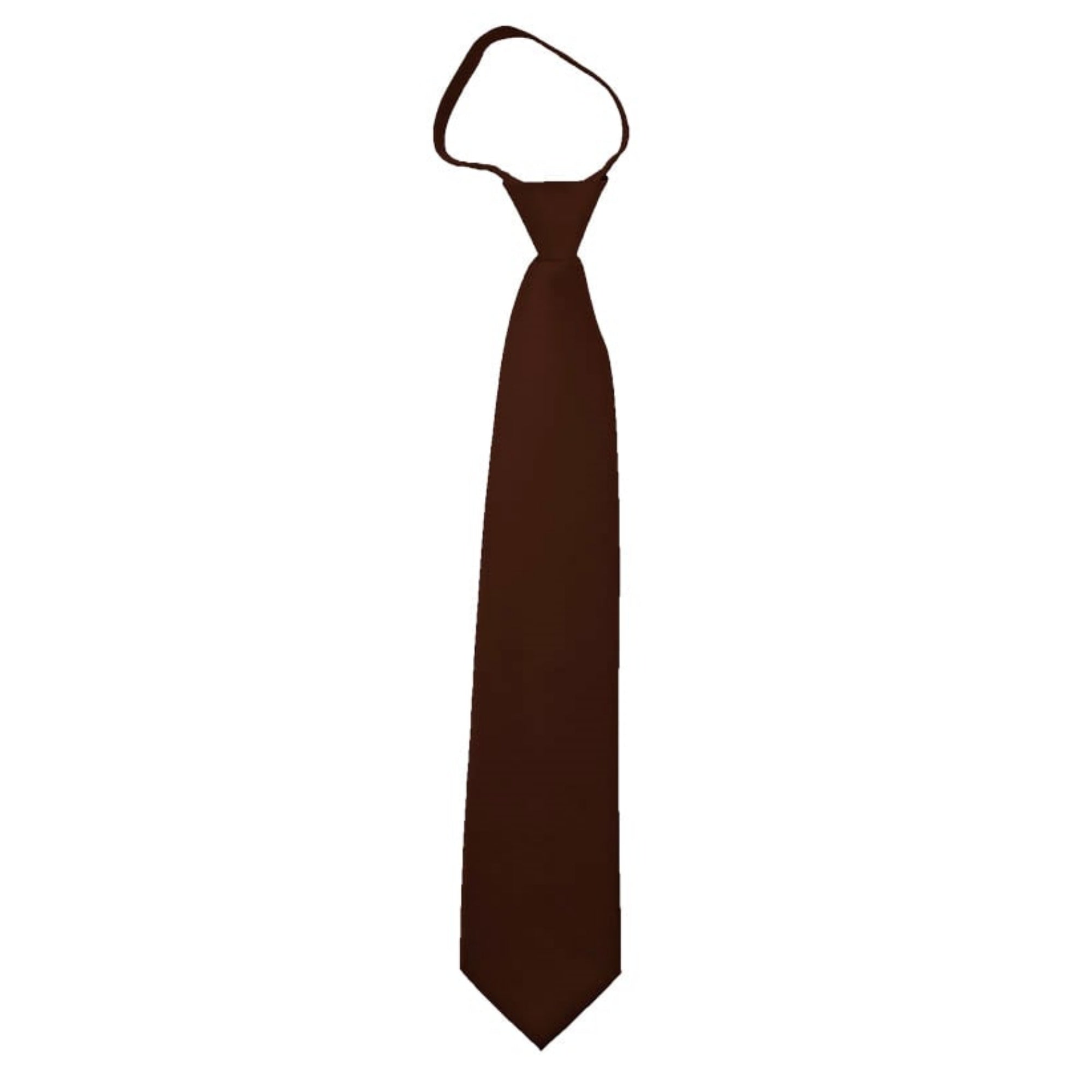 TheDapperTie Men's Solid Color Zipper Neckties 17 Inch Or 20 Inch Dapper Neckwear TheDapperTie Brown 3 Inch W x 17 Inch L 