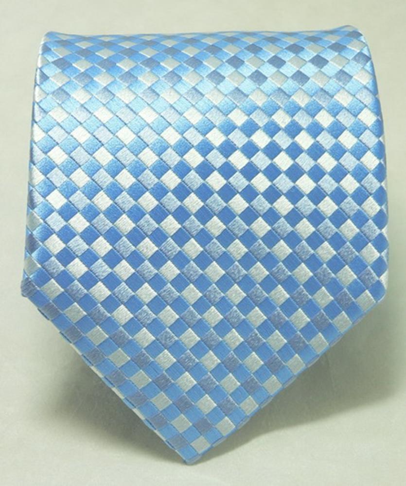 TheDapperTie 192S Checker Blue And White Men's Silk tie Set Neck Tie TheDapperTie   