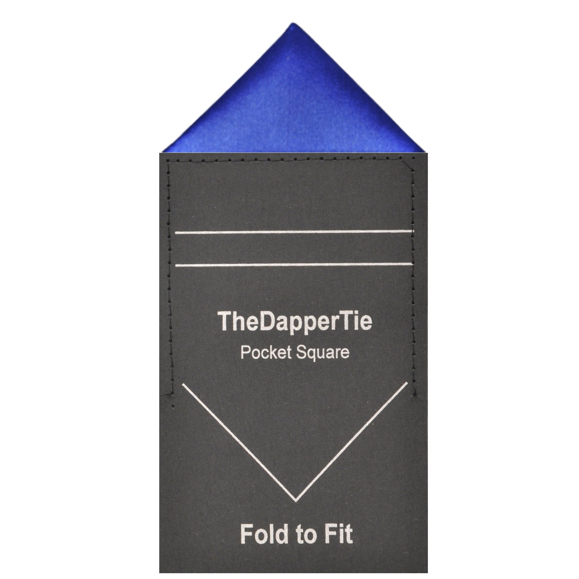 TheDapperTie - Men's Solid Color Satin Triangle Pre Folded Pocket Square on Card Prefolded Pocket Squares TheDapperTie Royal Blue Regular 