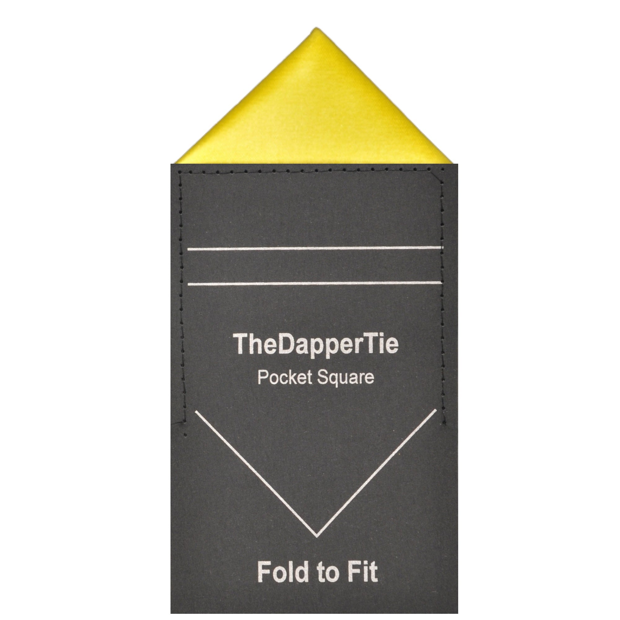 TheDapperTie - Men's Solid Color Satin Triangle Pre Folded Pocket Square on Card Prefolded Pocket Squares TheDapperTie Yellow Regular 