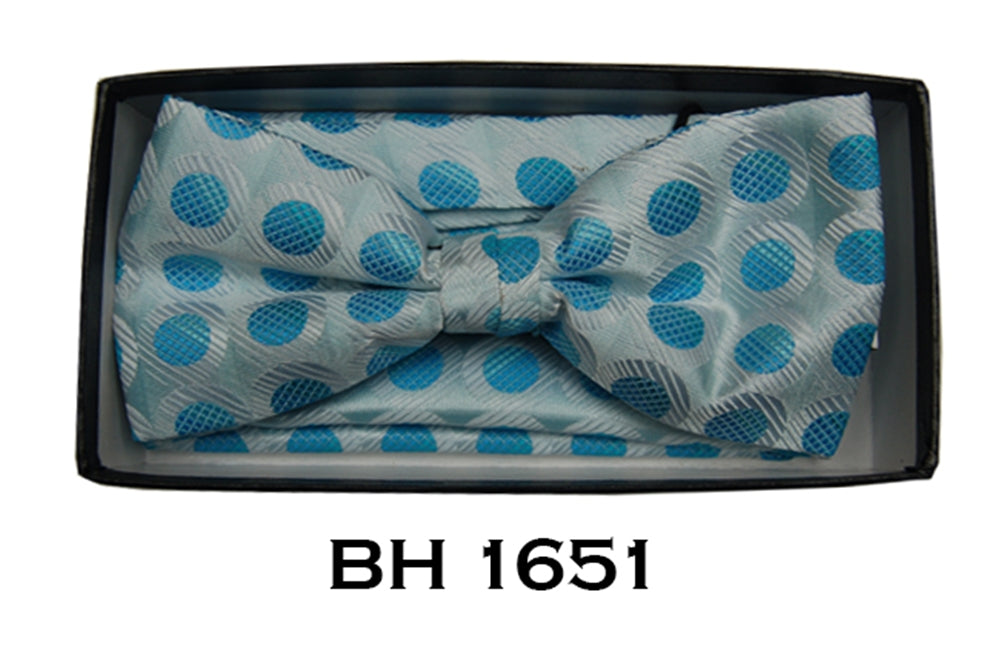 Men's Sky Blue Pre-Tied Bow Tie With Matching Hanky BH-1651 Bow Tie TheDapperTie Blue Regular 