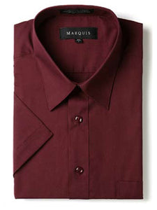 Marquis Men's Short Sleeve Regular Fit Dress Shirt - S To 4XL Men's Dress Shirts Marquis Burgundy Small/14.5 