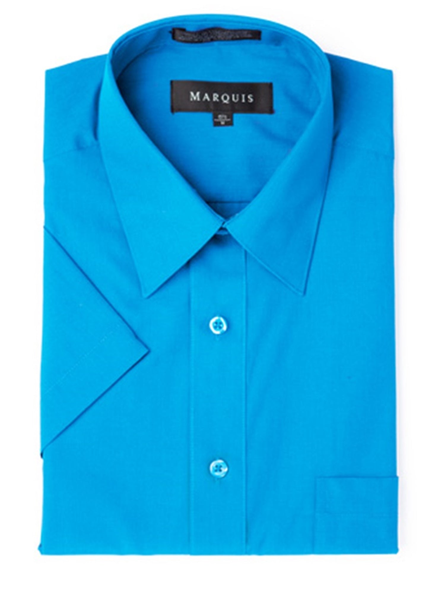 Marquis Men's Short Sleeve Regular Fit Dress Shirt - S To 4XL Men's Dress Shirts Marquis Caribbean Blue XX-Large/18.5 